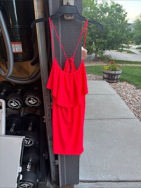 American eagle Hot Pink Ruffle Slip Dress